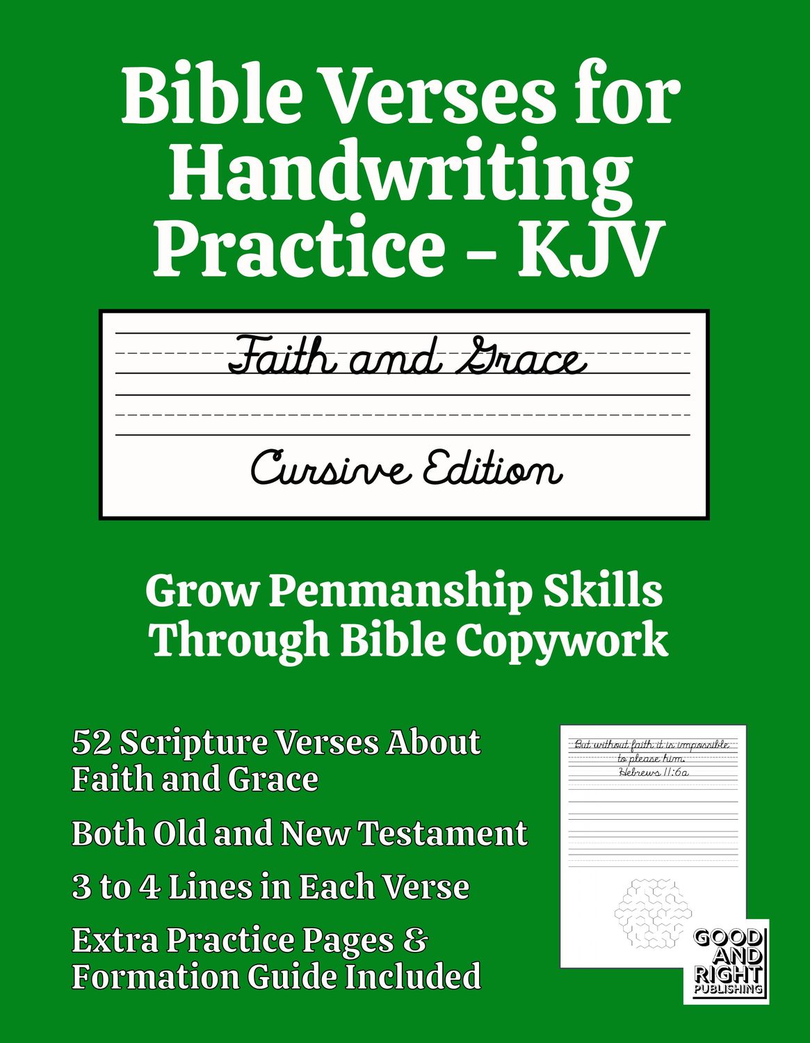 KJV Bible Verses for Handwriting Practice - Faith & Grace -CURSIVE