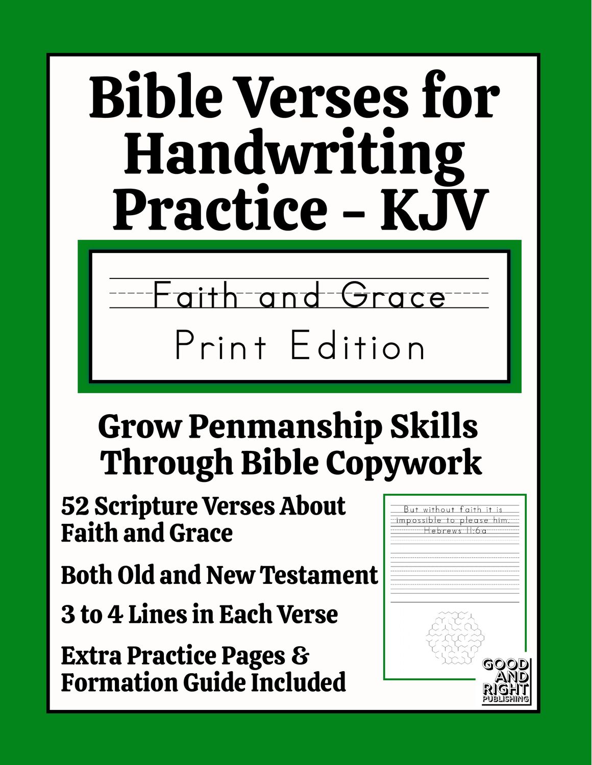 KJV Bible Verses for Handwriting Practice -Faith & Grace -PRINT