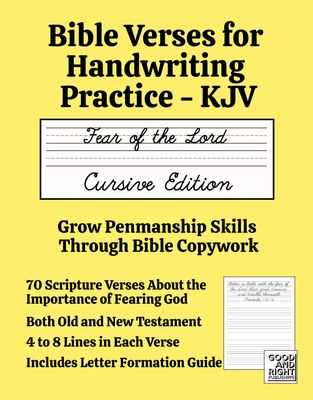 KJV Bible Verses for Handwriting Practice -The Fear of the Lord -CURSIVE
