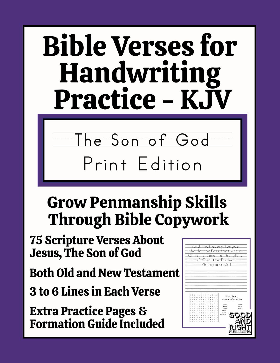 KJV Bible Verses for Handwriting Practice -Son of God -PRINT