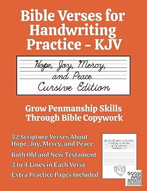 KJV Bible Verses for Handwriting Practice -Hope, Joy, Mercy, and Peace -CURSIVE