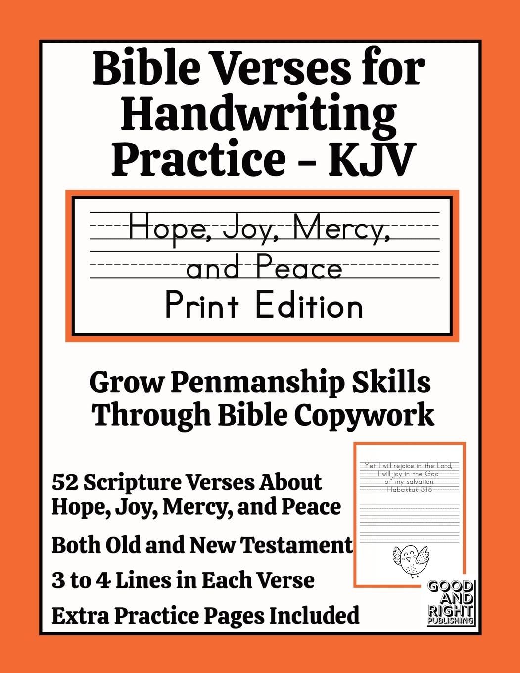 KJV Bible Verses for Handwriting Practice -Hope, Joy, Mercy, and Peace -PRINT