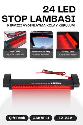 Arka Fren Lambası 24 Ledli Pmx Araç Cam Içi 3.stop Lambası 12v Kırmızı