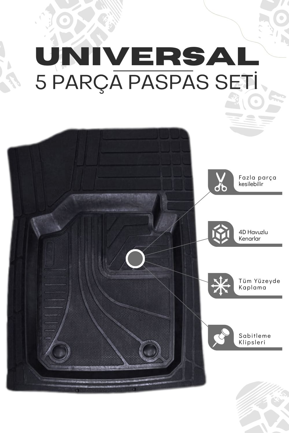 Her Araca Uyumlu 4D Havuzlu Oto Paspas