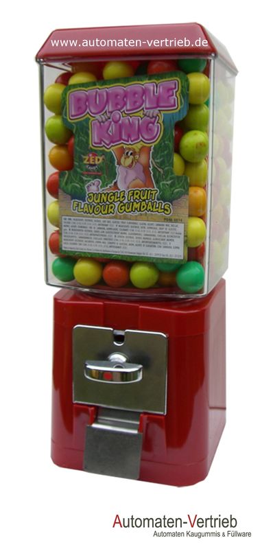 Kaugummiautomat befüllt mit 200 Stück - 27 mm  BUBBLE KING Kaugummis