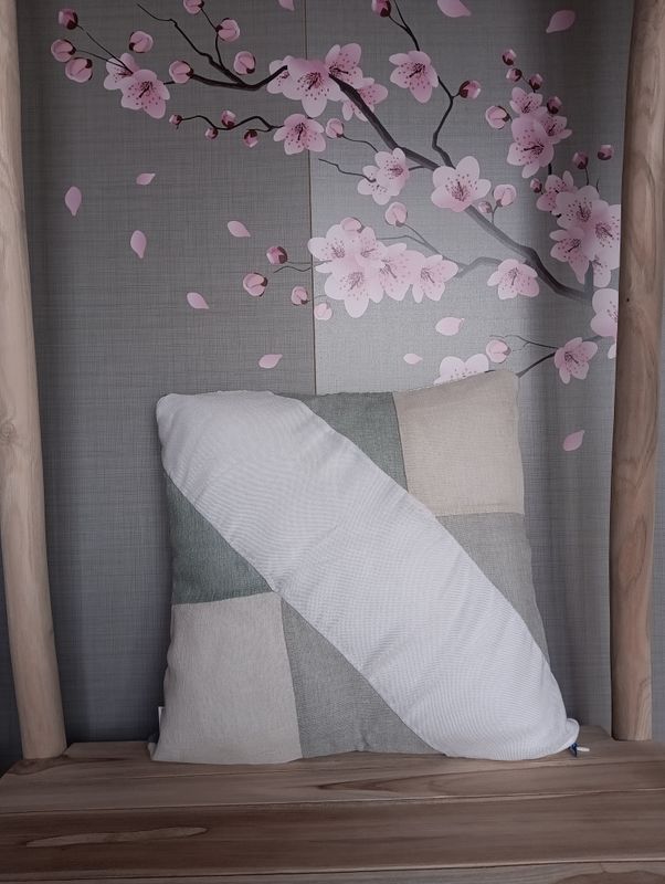 Housse de coussin "bleu brodé"