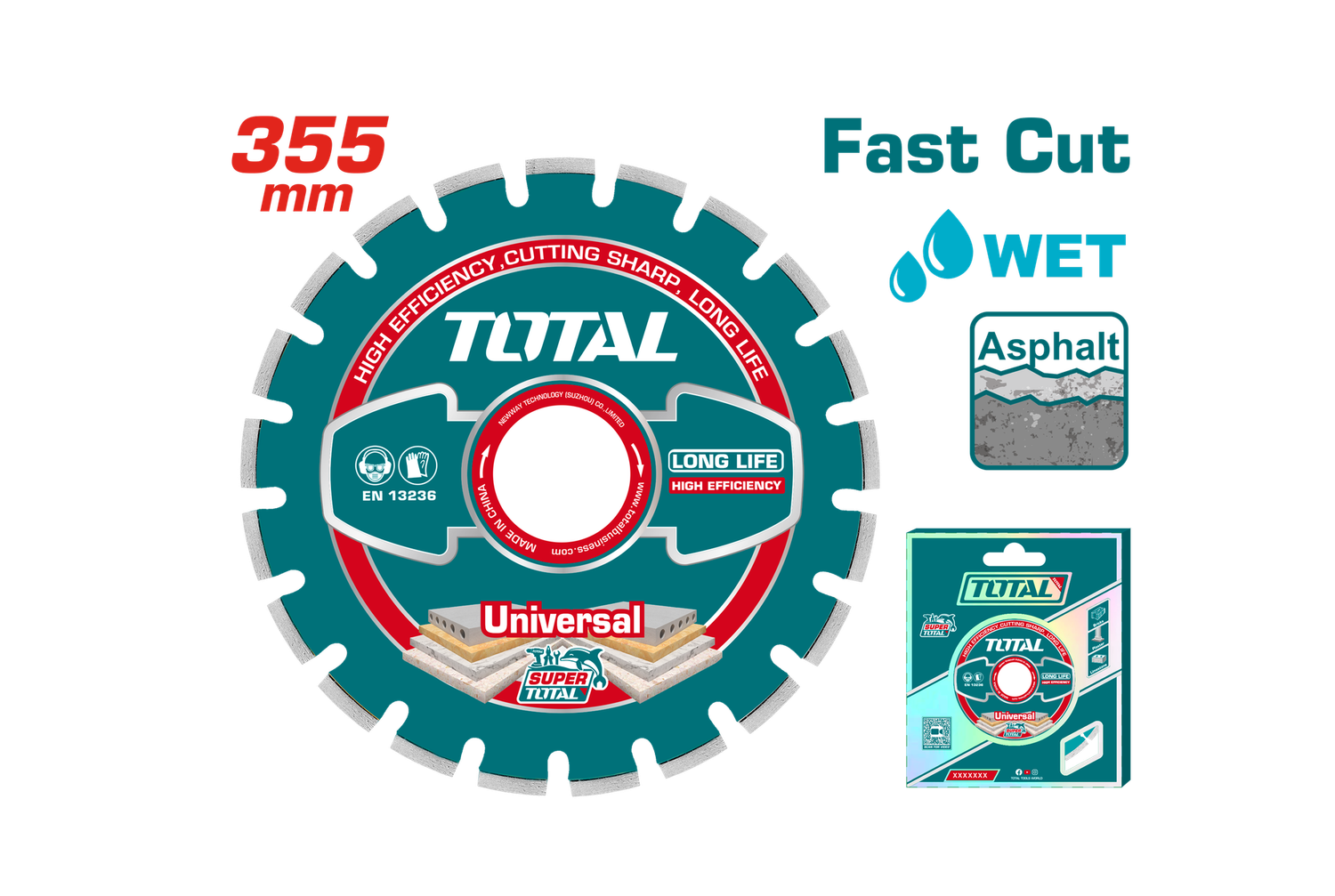 TOTAL - 14"X1" Segmented Diamond DISC for ASPHALT & CONCRETE Cutting