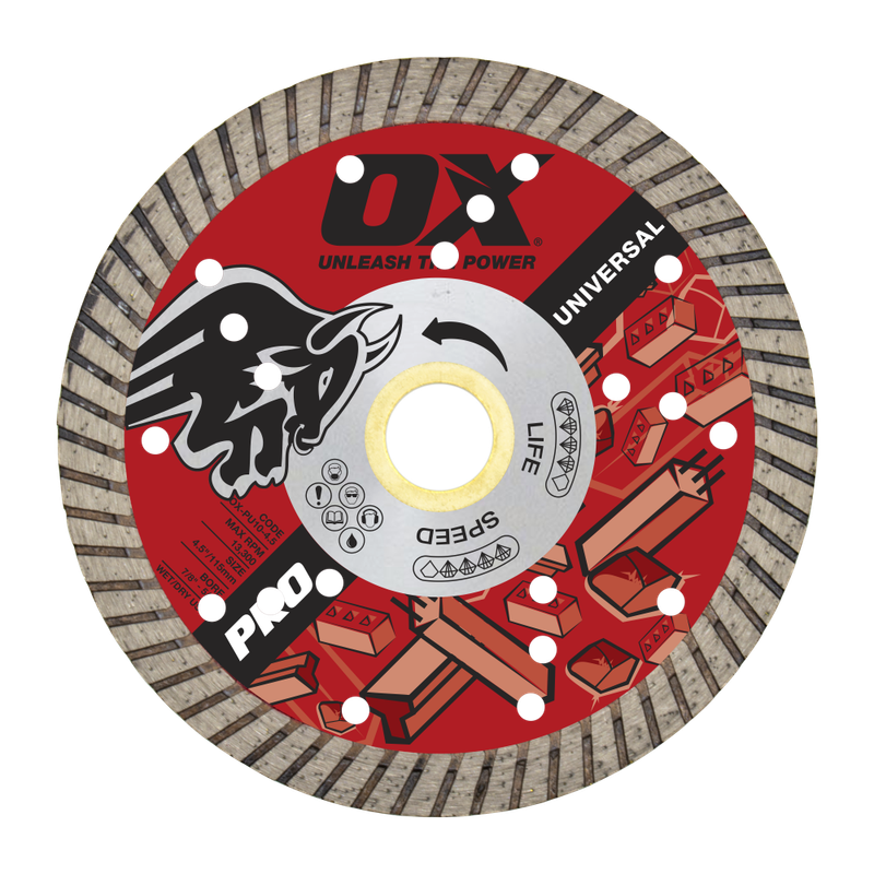 OX - Professional Universal 4.5'' Diamond Blade - 7/8"-5/8" Bore