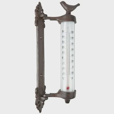 Bird Wall Thermometer in Giftbox, Cast Iron, Antique Brown
