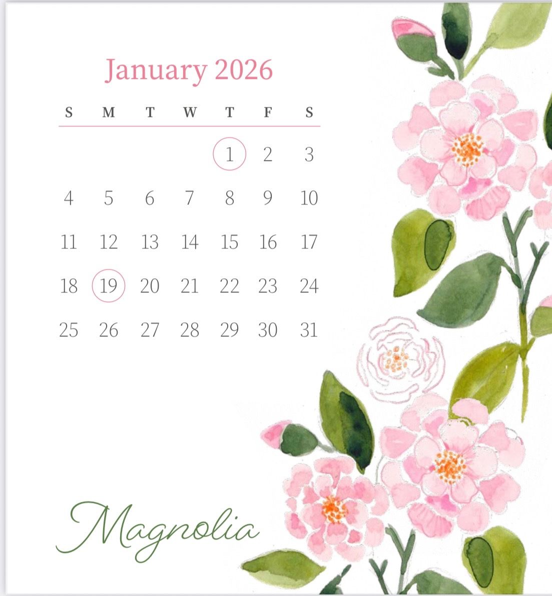 ‘En Fleurs’ 2026 Easel Calendar
