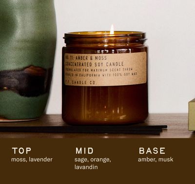 Soy Candle, Amber &amp; Moss - 7.2 oz