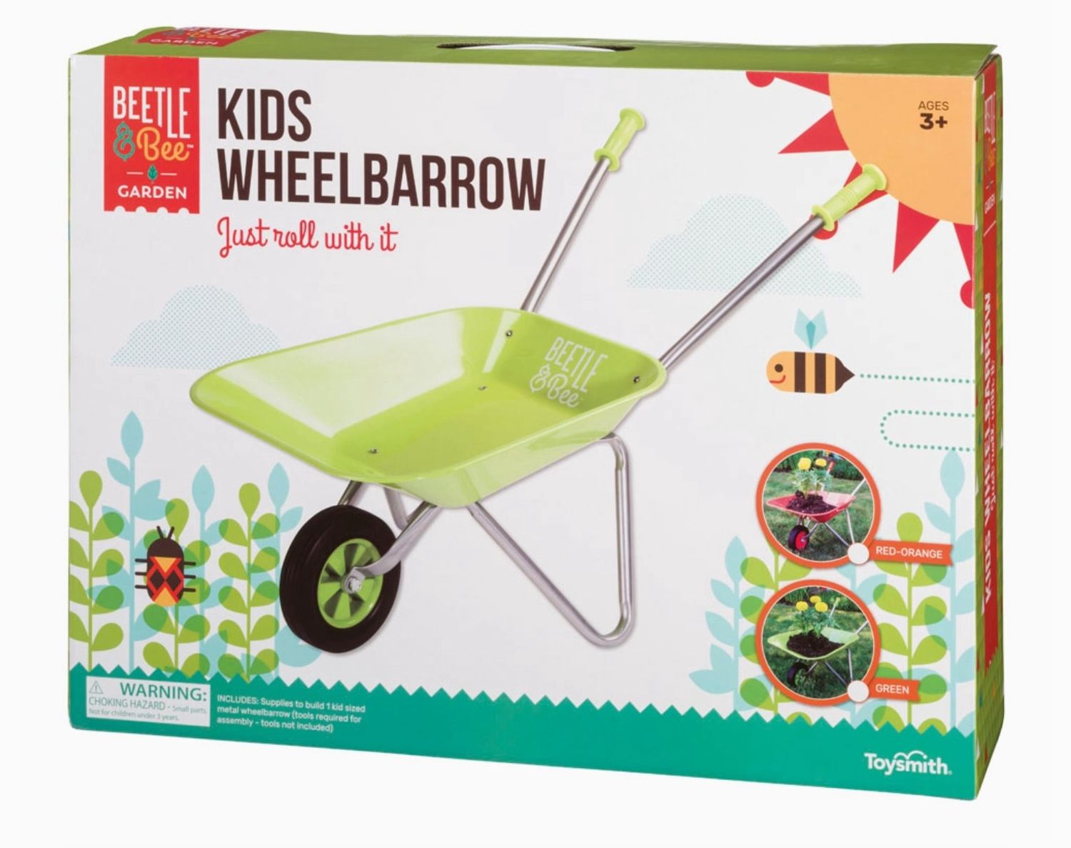 Beetle &amp; Bee Kid Sized Wheelbarrow, Assorted (Red &amp; Green)