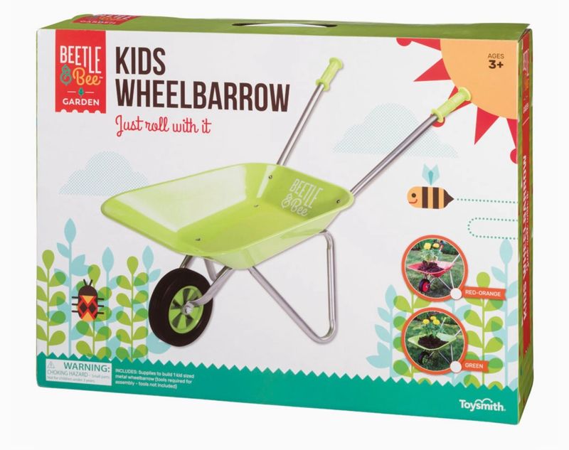 Beetle &amp; Bee Kid Sized Wheelbarrow, Assorted (Red &amp; Green)