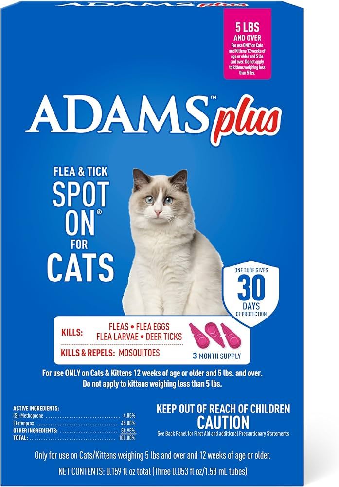 ADAMS PLUS F/T SPOT ON CAT 5# 3MONTH