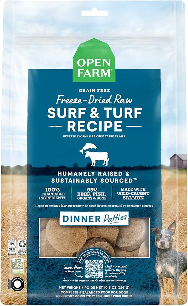 OPEN FARM DOG PATTIES SURF TURF FD RAW 17.5OZ