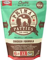 PRIMAL DOG FRZN CHICKEN PATTIES 6#