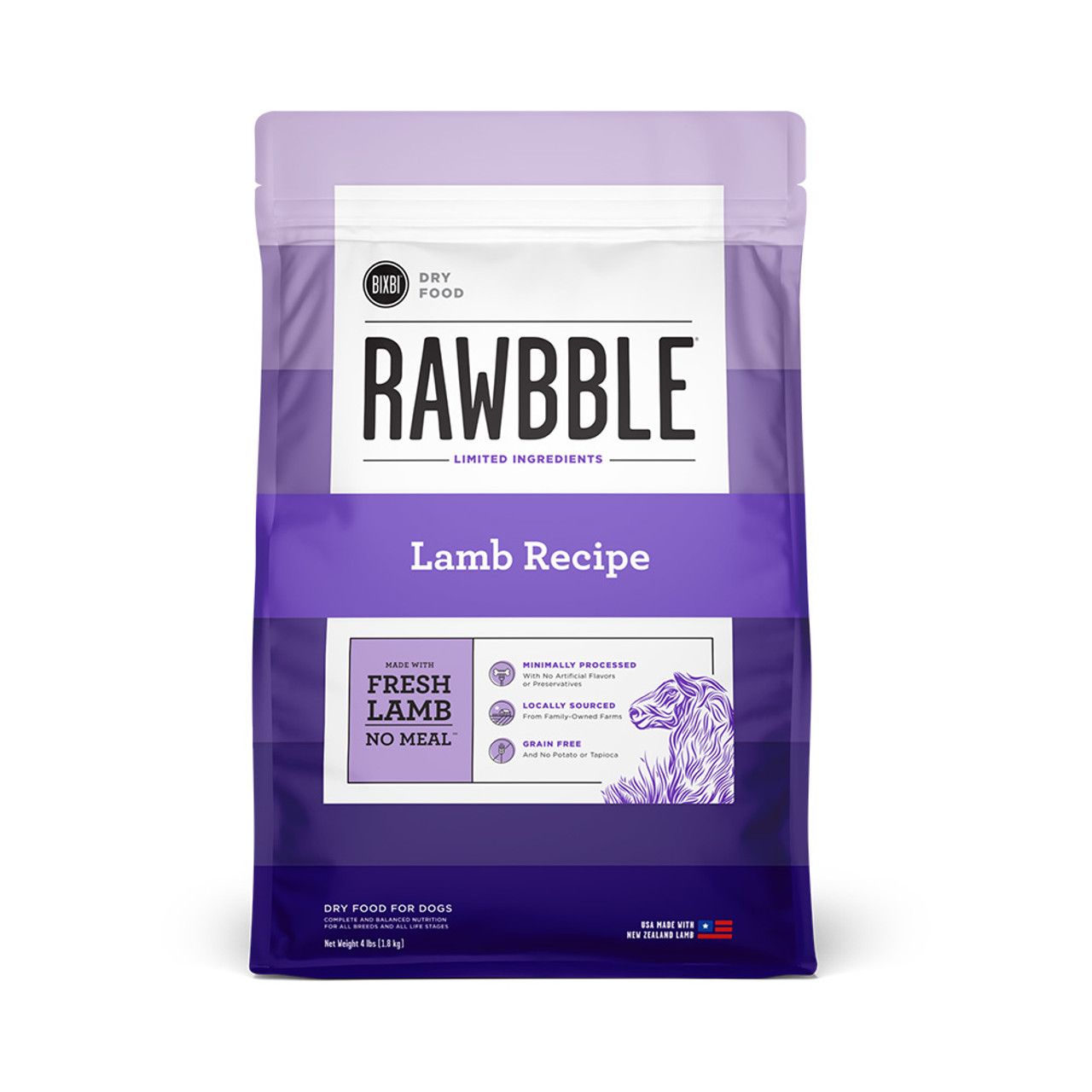 BIXBI DOG RAWBBLE LAMB KIB 4#