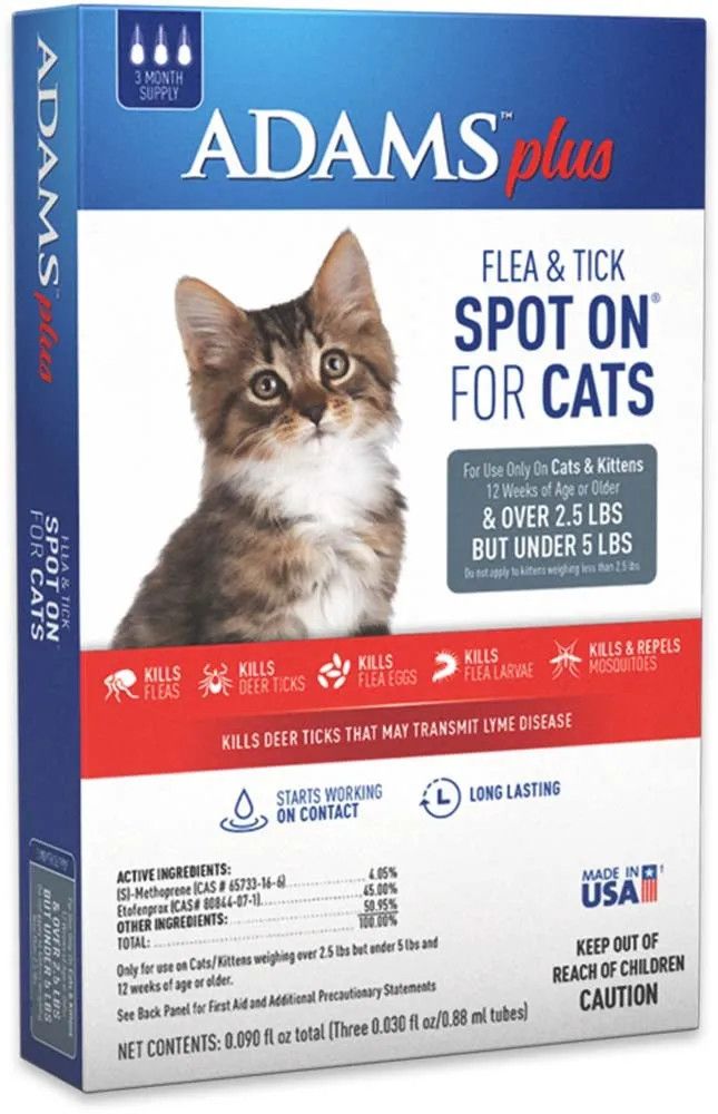 ADAMS PLUS SPOT ON CAT UNDER 5# 3MONTH