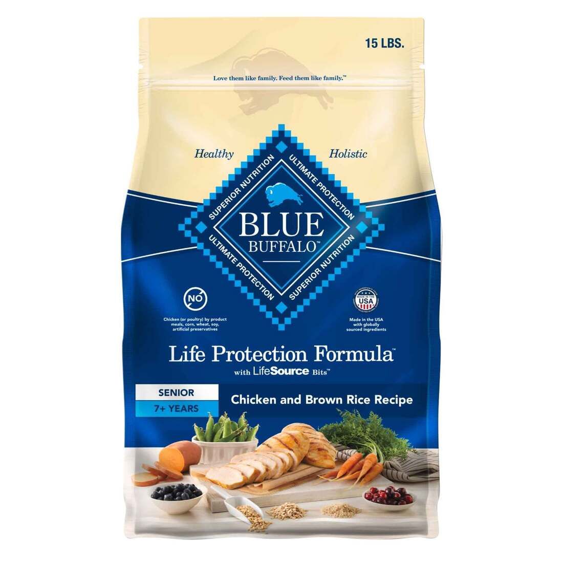 BLUE BUFFALO DOG CHK/RC SENIOR 15#