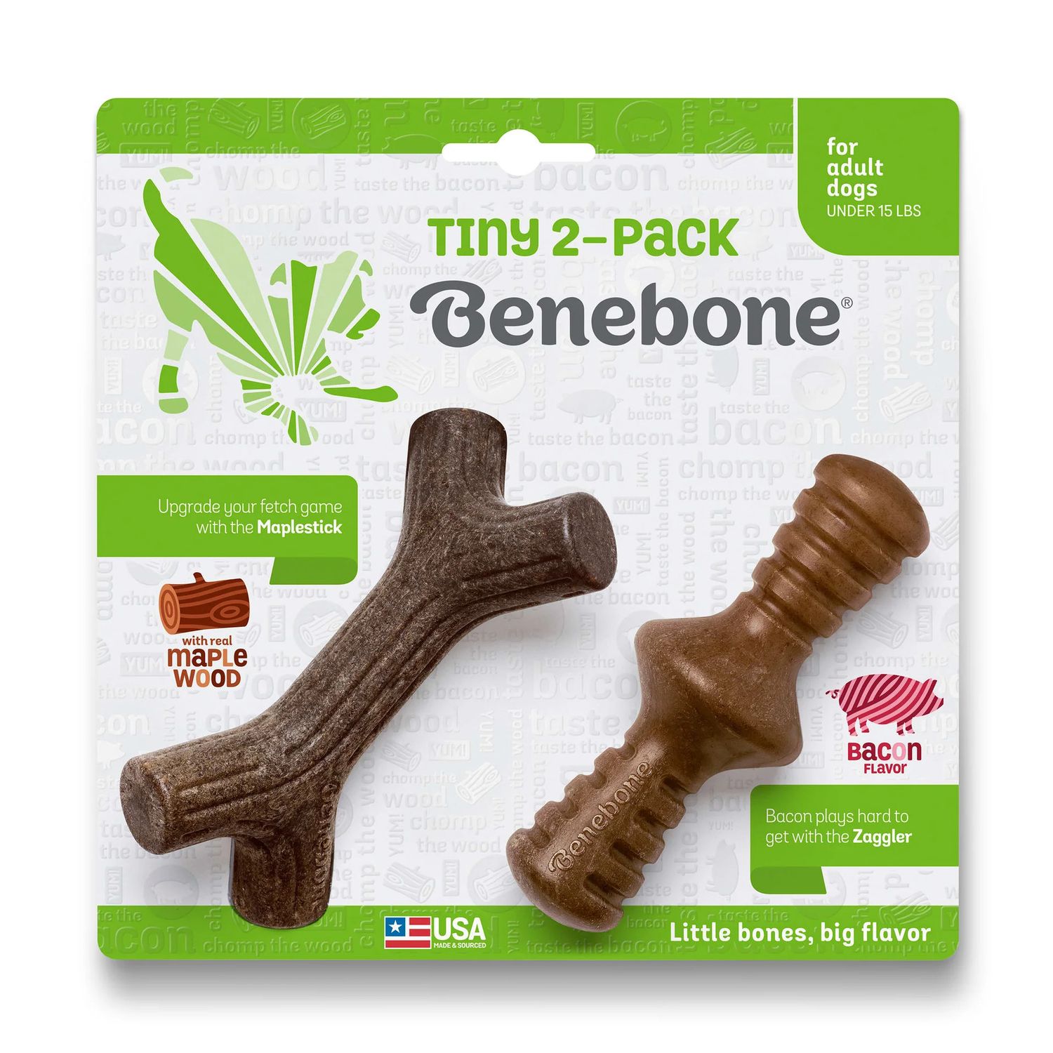 BENEBONE DOG ZAG BACON TINY 2PK