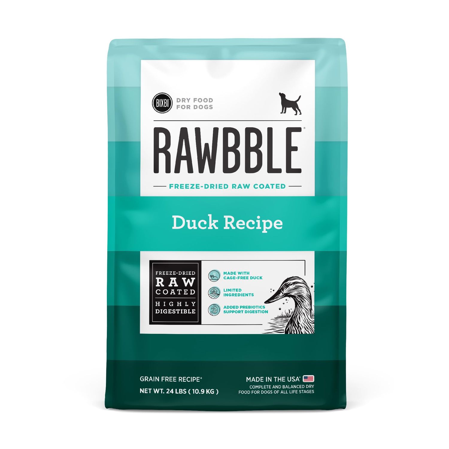 BIXBI DOG RAWBBLE DUCK KIB 24#