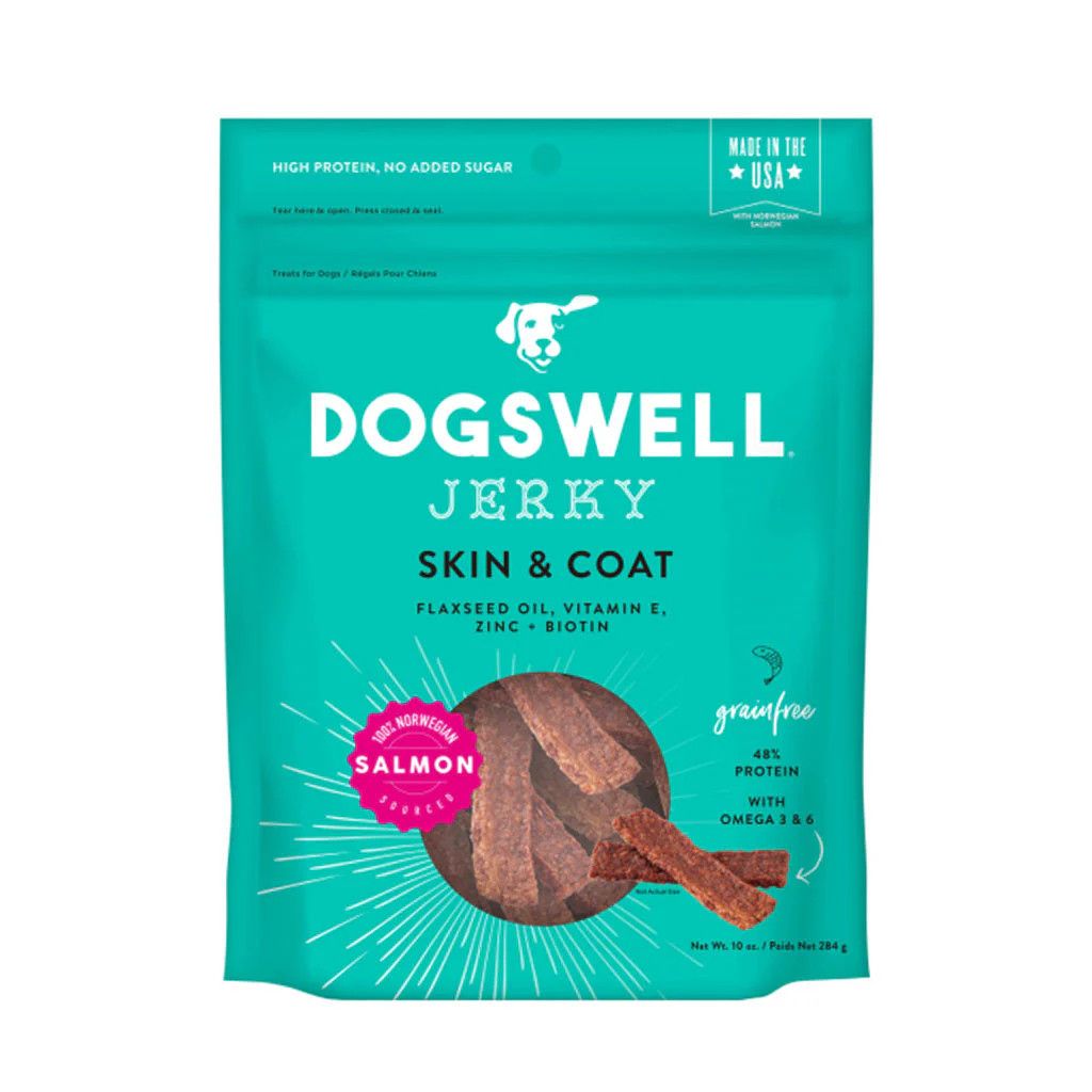 DOGSWELL SKIN CT JERKY GF SLMN 10OZ