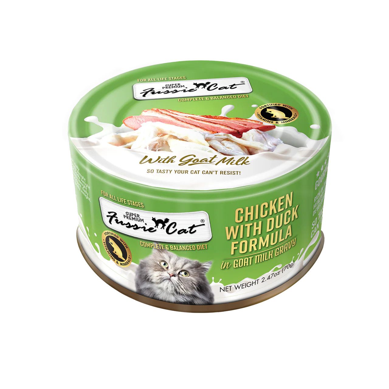 FUSSIE CAT CHK/DCK GOAT MILK 2.47OZ