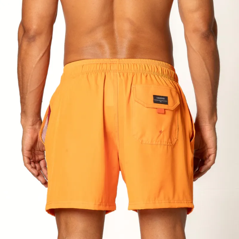 Men's Smooth Orange Stretch Shorts - Comfortable &amp; Stylish Activewear