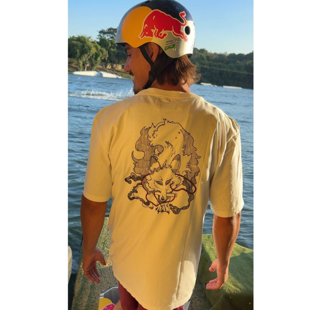 Wakesurf Wolf T-Shirt by Doca: Exclusive Designer Tee by Mari Lee for Wakeboard Enthusiasts