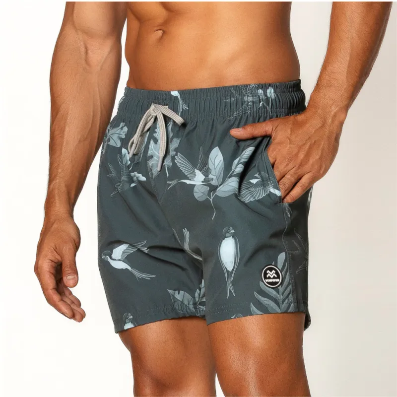 Men's Bird Print Shorts - Casual Summer Style for Every Adventure