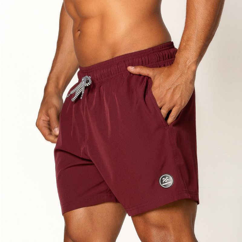 Special Edition Wine Red Athletic Shorts - Perfect for Everyday and Sports Activities, with Elastic Waist and Handy Pockets