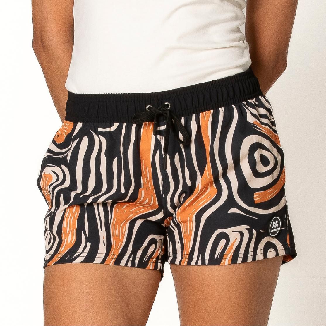 Abstract Vibe Women&#39;s Casual Shorts - Comfortable and Stylish with Elastic Waistband and Pockets for Everyday Wear