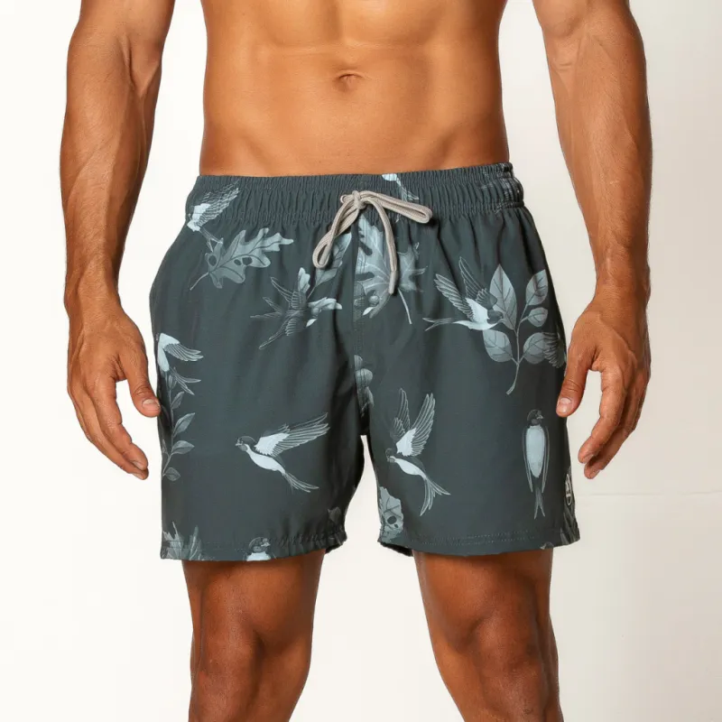 Men's Bird Print Shorts - Casual Summer Style for Every Adventure