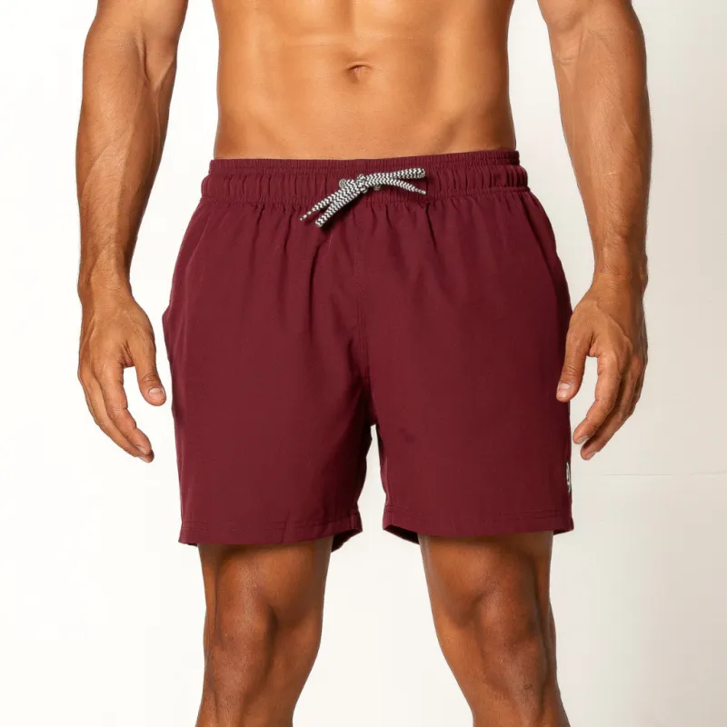 Special Edition Wine Red Athletic Shorts - Perfect for Everyday and Sports Activities, with Elastic Waist and Handy Pockets