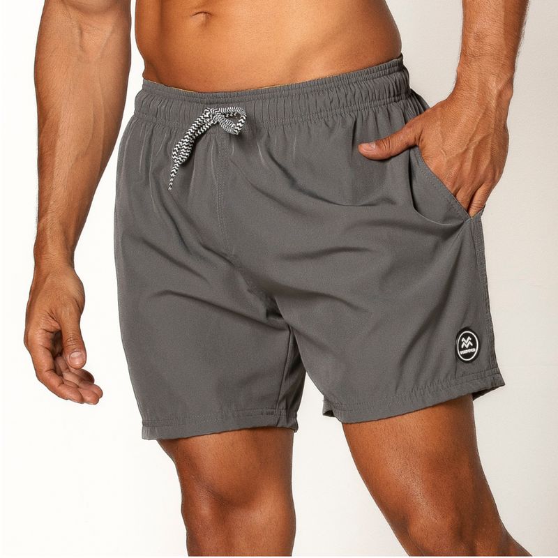 Gray Slim Fit Men's Stretch Shorts - Casual Wear for Everyday Comfort