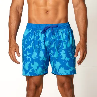 Blue Floral Print Men’s Shorts - Casual Summer Wear
