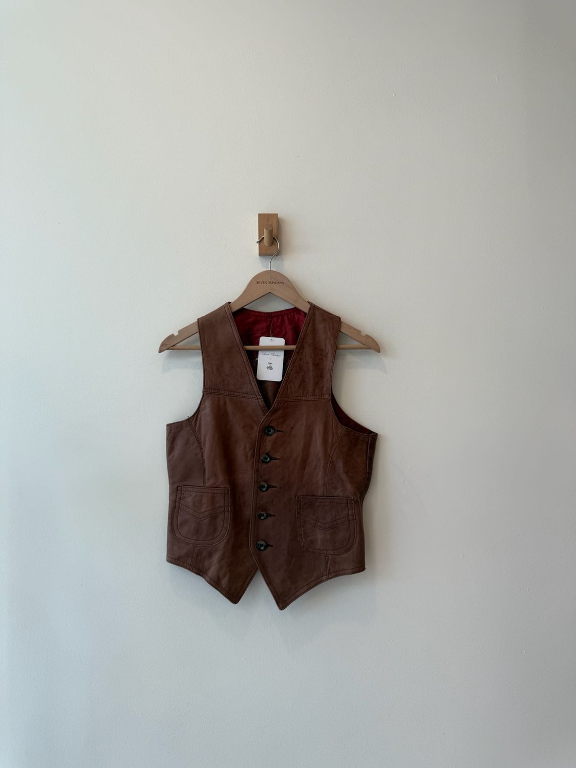 1A3 - Brwn Leather Button Vest 90s