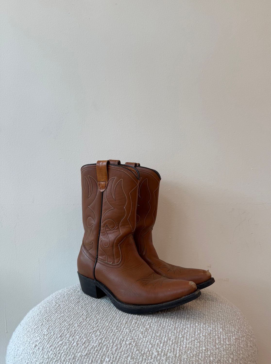 1A3 - Brwn Leather Cowboy Boots SZ. 9