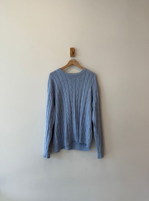 1A5 - Retreat Cable Knit Light Blue Sweater
