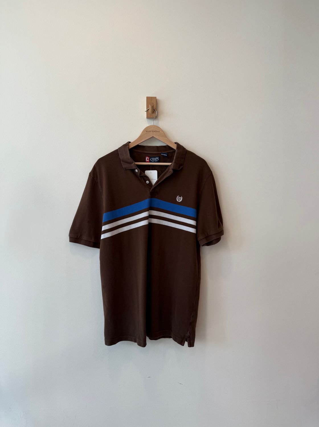 1A5 - Chaps Ralph Lauren Brwn Striped Polo 00s