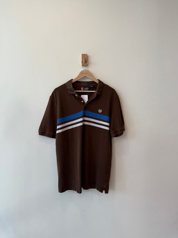 1A5 - Chaps Ralph Lauren Brwn Striped Polo 00s