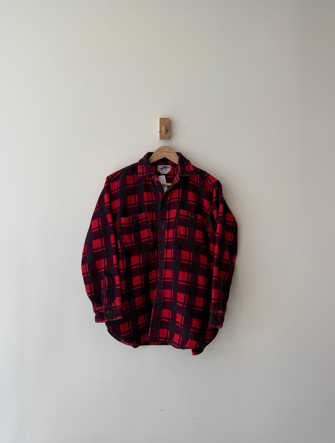 1A6 - Red Heavy Plaid Flannel Shirt 90s 