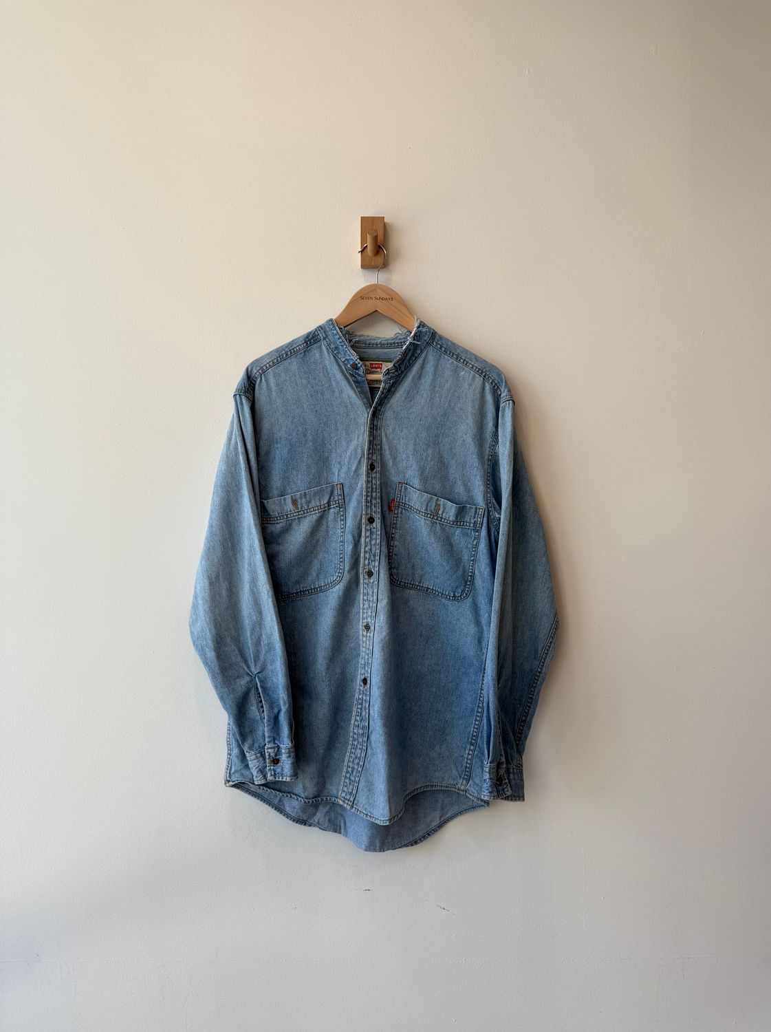 1A6 - Levis Denim Collarless Button Shirt AS IS 90s 