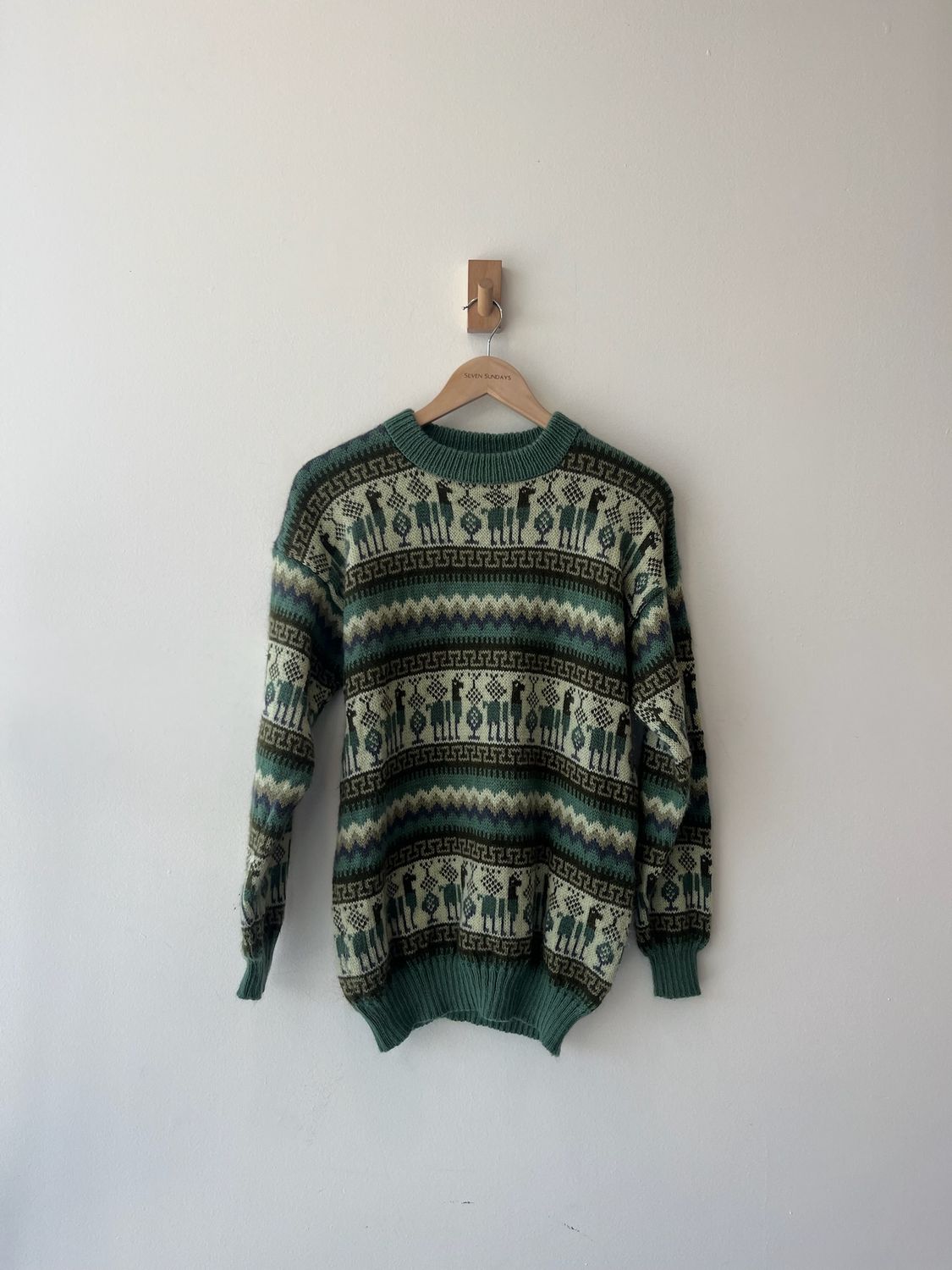 1A6 - Grn Pattern Knit Sweater 90s