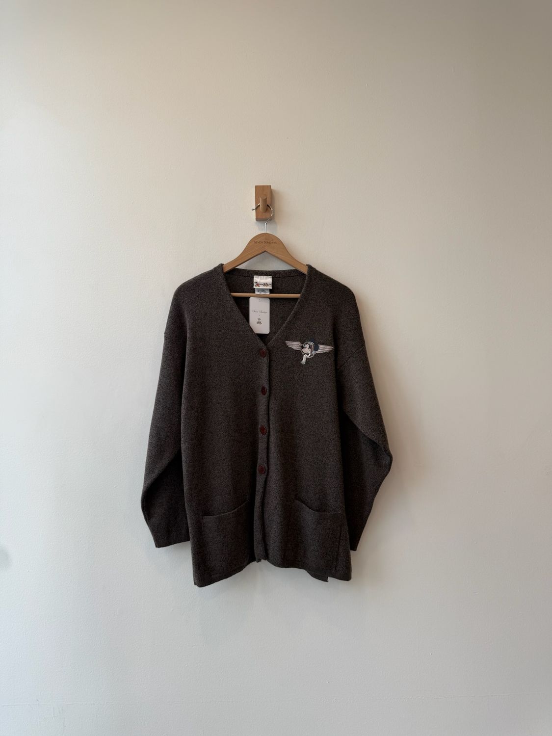 1A6 - Mickey Embroidered Wool Blend Cardigan 90s 
