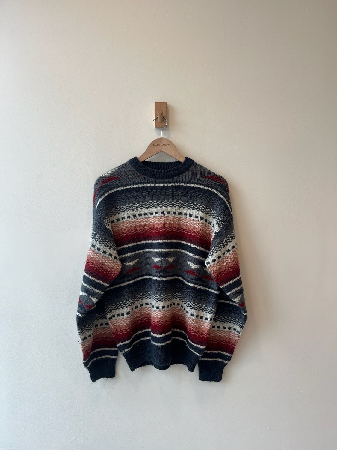 1A6 - Exco Crocodile Pattern Wool Knit Sweater 90s 