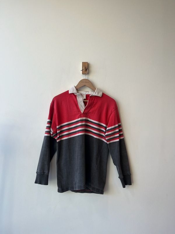 1A7 - Red Striped Rugby Shirt AS IS 90s