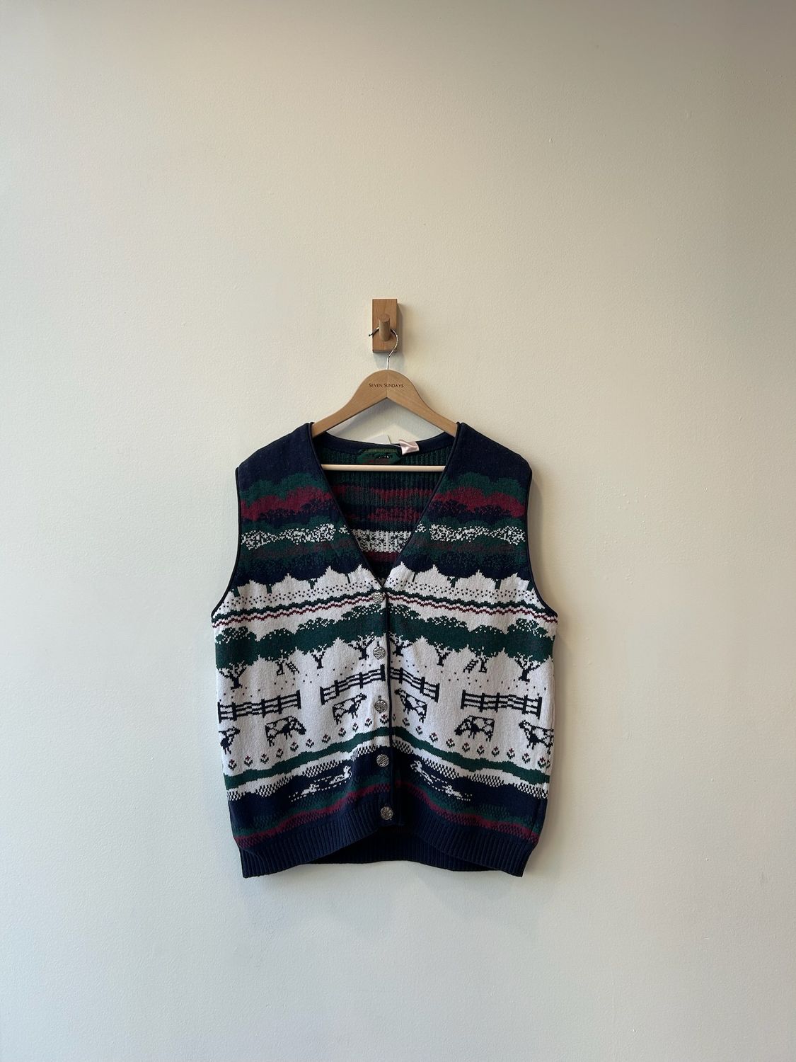 1A7 - Northern Reflectionb Pattern Sweater Vest 90s 