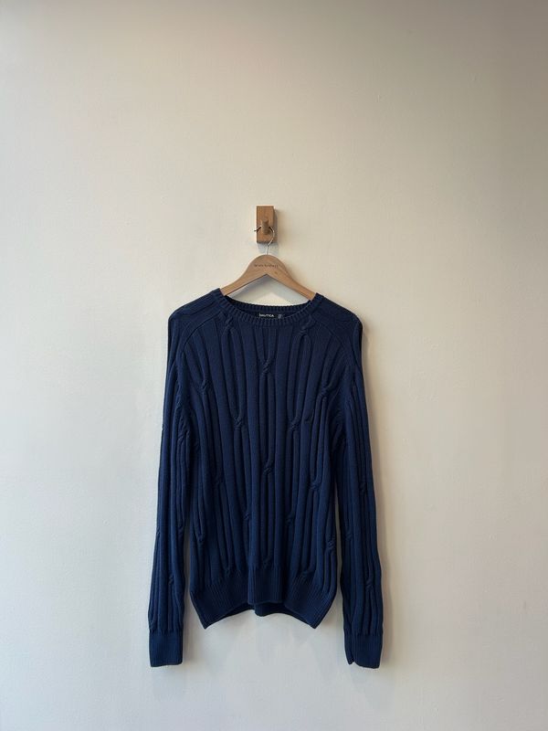 1A7 - Nautica Cable Knit Navy Sweater