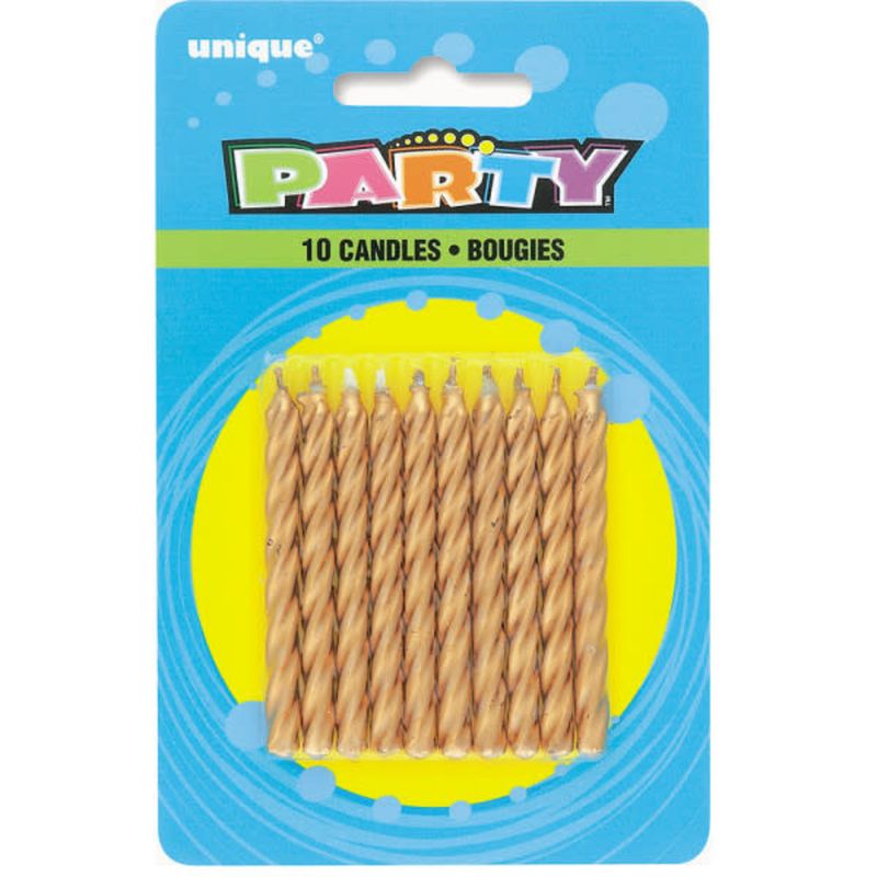 10 GOLD SPIRAL BDAY CANDLES